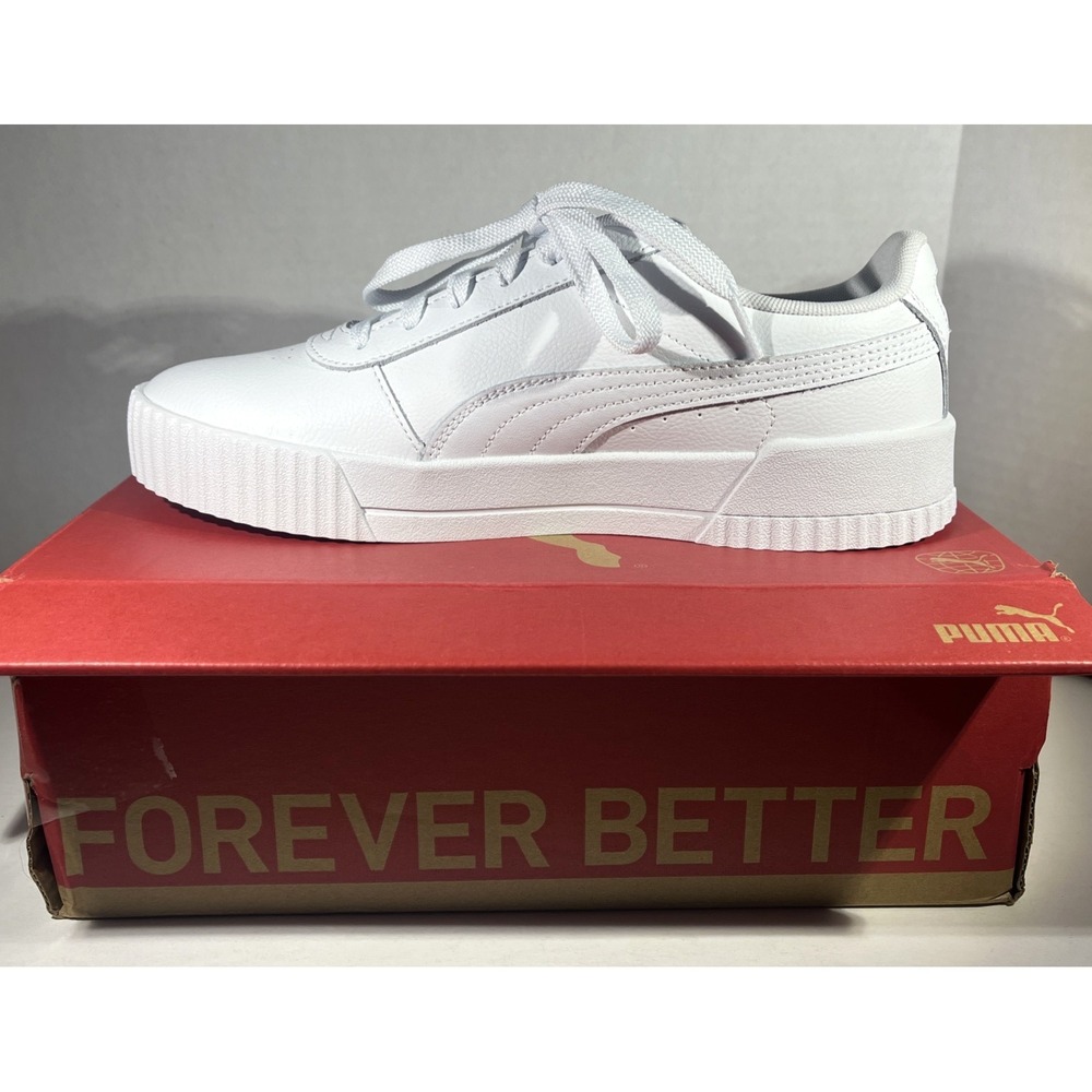 NWB Puma Carina L Sneakers Leather‎ Women's Size 10 (White/Silver)